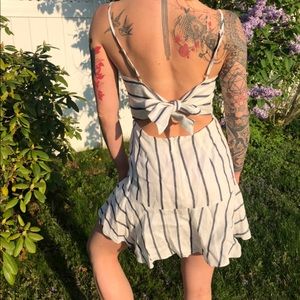 Blue and white dress